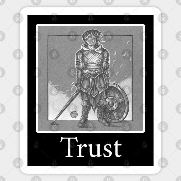 The Heart of the Soldier - Trust Quote - White Outlined Version Sticker by Nat Ewert Art